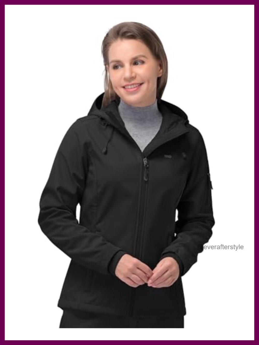 Women's Softshell Jacket Waterproof Hooded Fleece Lined Rain Coat